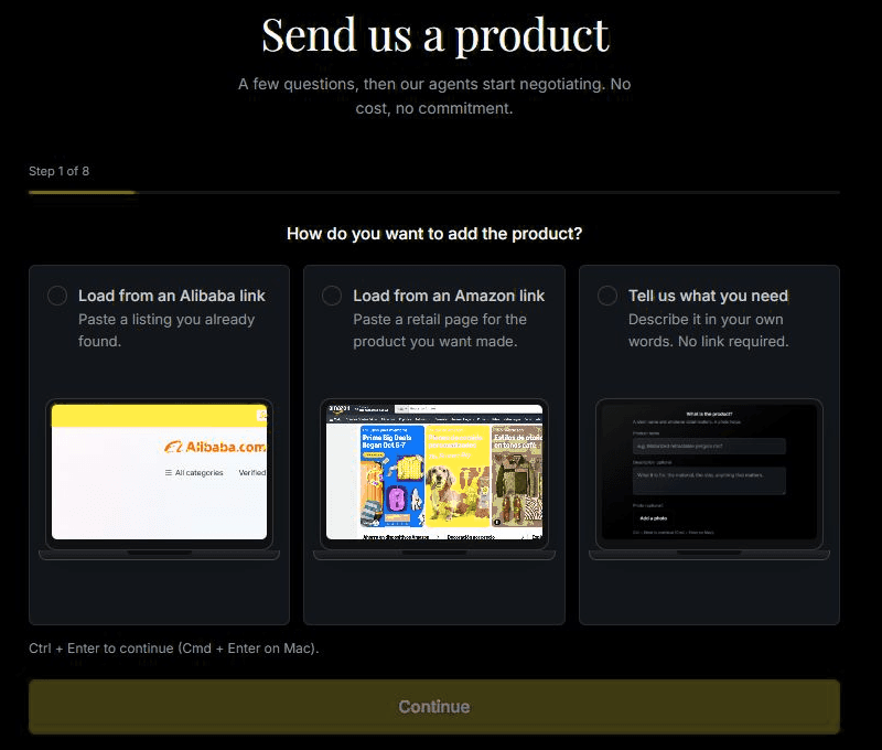 QuoTurn onboarding asking one question at a time